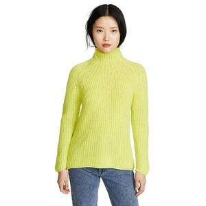 Rag & bone Womens Joseph Ribbed-knit Turtleneck Sweater In Chartreuse Sz‎ Medium